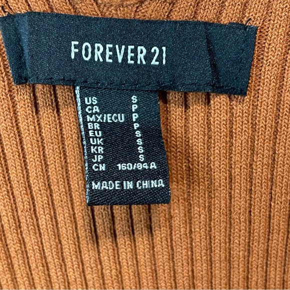 Forever 21 Spaghetti Strap Rust Body Hugging MIDI Raw Hem SMALL - Picture 5 of 6
